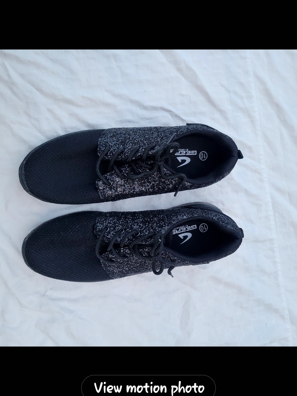 Women's Black Glittered Knit Athletic Sneakers with Lace Closure